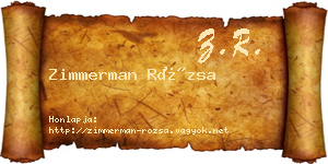 Zimmerman Rózsa névjegykártya